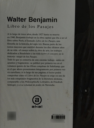 Libro Libro De Los Pasajes, Walter Benjamin, Ed. Akal (Usado)