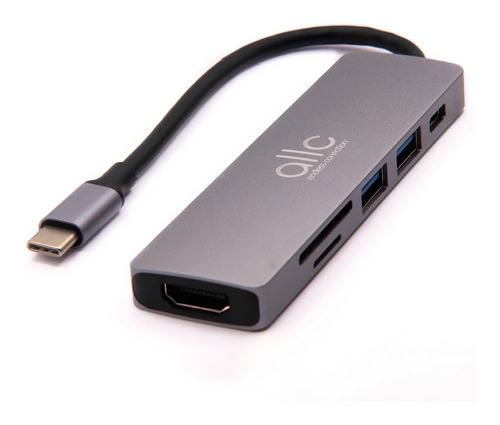 Adaptador Hub Usb Tipo C Hdmi Usb 3.0 Leitor De Cartão 6em1