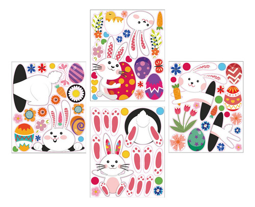 4 Hojas De Pegatinas De Feliz Pascua, Decoración De Huevos,