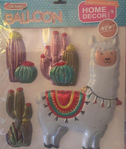Imagen 3 de 5 de Stickers Pared 3d Llama Cactus