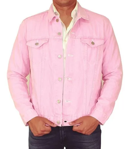Chamarra mezclilla rosa hombre hotsell