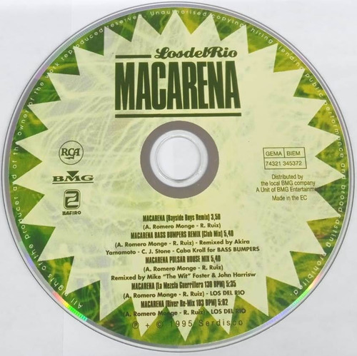 Los Del Rio - Macarena Importado Europa Maxi Single Cd (Usado)