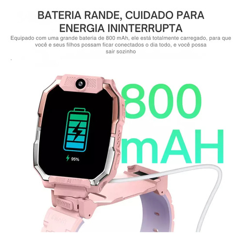 Smartwatch Infantil Hw Z10 4g Android 4/64gb Chip Wi-fi Gps Prata Preto Preto