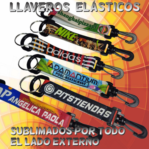 10 Llaveros Elásticos Personalizados Por Todo El Lado Ext.