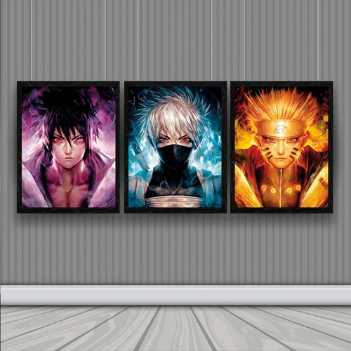 Cuadro 3d Lenticular Naruto Kakashi Y Sasuke Gamer