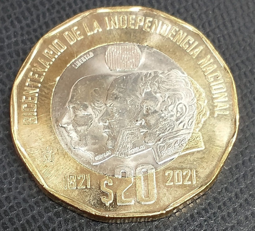 Moneda Bimetalica 20 Pesos 200 Bicentena Independencia 2021 