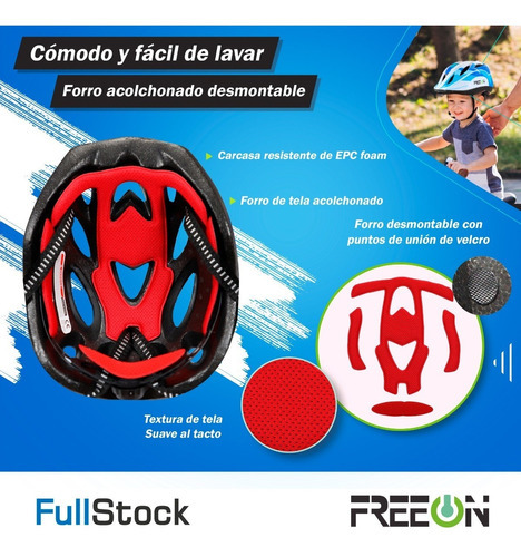 Casco De Bicicleta P/niños Azul Unitalla Ajustable Fon050k Talla S