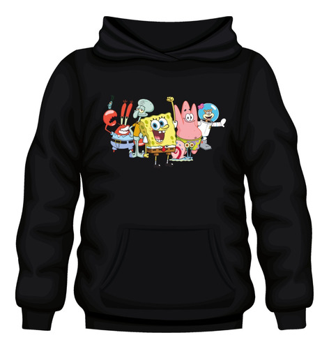 Poleron Canguro Con Capucha Estampado - Friends Amigos Bob Esponja