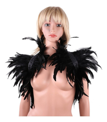 Chal Victoriano De Plumas Naturales Reales For Mujer