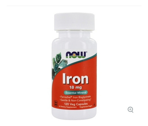 Ferro Now Foods Importado 120 Cápsulas 18mg Bisglicinato