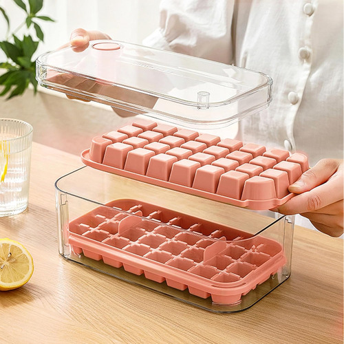 Leaddock Bandeja Para Cubitos De Hielo Con Tapa Y Contenedor