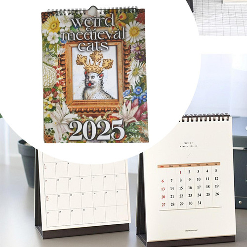 Calendario De Pared 2025 Calendario Gato De Diseño Retro