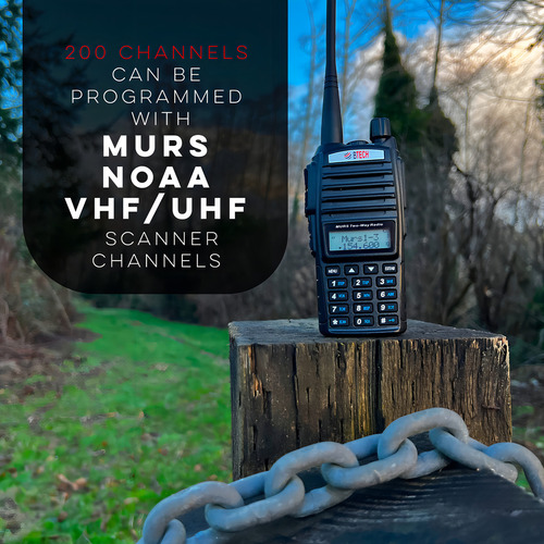 Btech Murs-v2 200 Canales Totalmente Personalizables Murs Radio Bidireccional. Carga Usb-c, Ip54 Resistente A La Intemperie, Escaneo De Doble Banda (vhf/uhf), Radio Fm Y Receptor De Transmisión