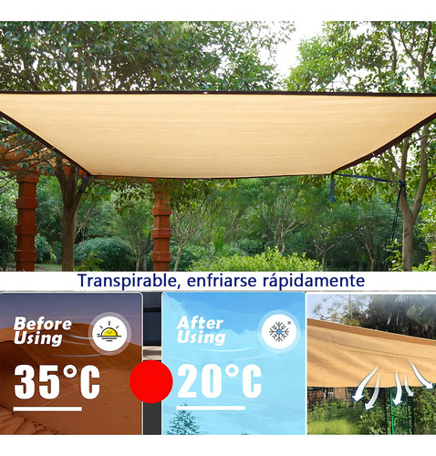 Fofodio Mallas Sombra 4x3m Rollo Mallasombra Reforzada Malla Sombra Rollo Raschel Corrediza Para Cercar Jardin Beige 90% Uv