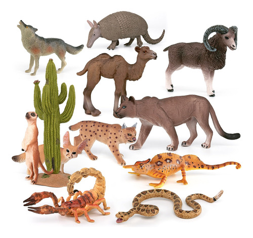 Bretoyin Juego De Figuras De Animales Del Desierto De 12 Pie