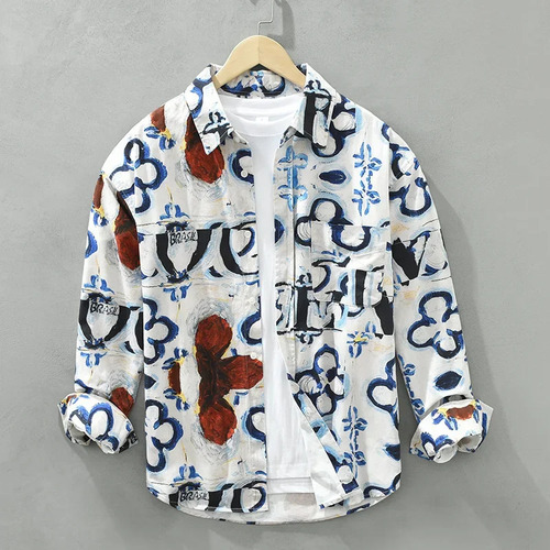 Camisa De Algodón Holgada, Ropa Casual De Manga Larga