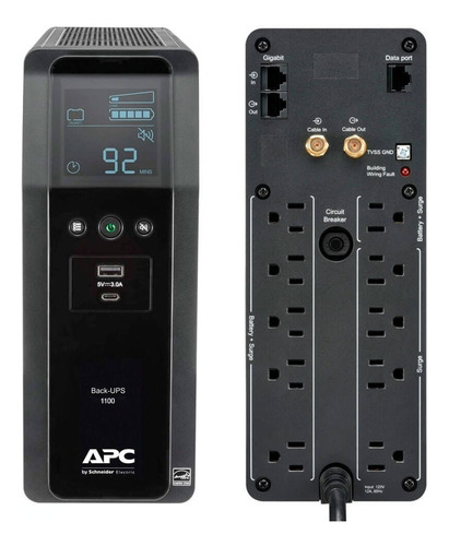APC Back-UPS Pro BR BR1100M2-LM 1100VA entrada y salida de 120V negro