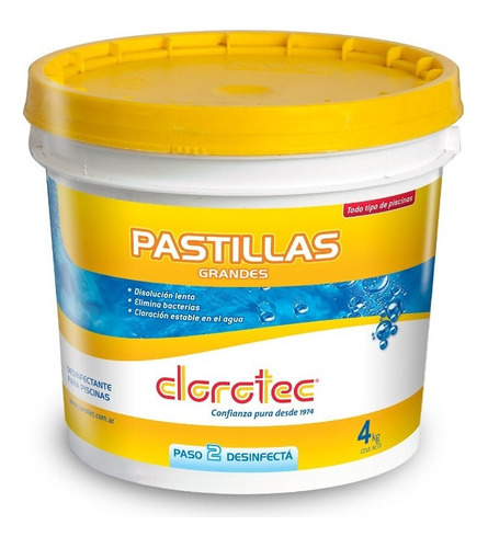 Pastillas Disolucion Lenta Elimina Bact Clorotec 4kg (200gr)