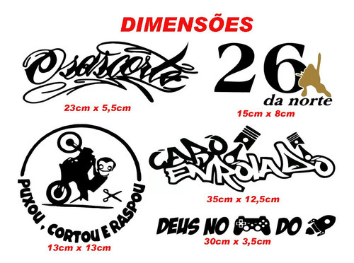 Kit 5 Adesivos Cabo Enrolado 26 Da Norte Grau Osascorte Moto Cor Preto