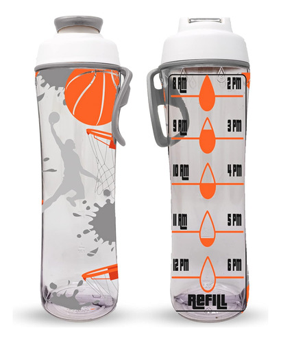 Botella De Agua 50strong Con Medidor Deseno Baloncesto