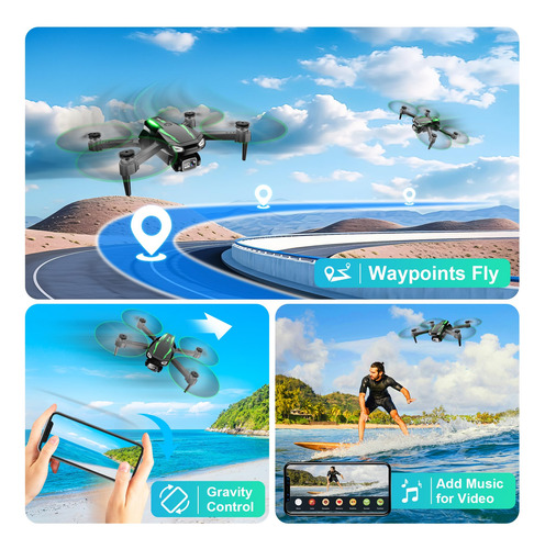 Dron Plegable 1080p Hd Quadcopter Marca Xyz Modelo Abc Verde