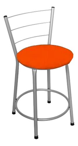 Banqueta Italia Baixa Assento 48cm - Fortmix Acabamento Da Estrutura Prata Cor Laranja