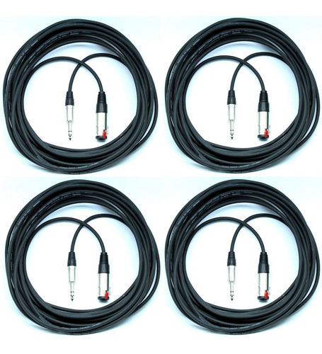 Kit 4 Cabos Extensão Fones P10 Fêmea X P10 Macho Estéreo 10 M + 4 Adaptadores P10 X P2