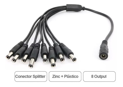 Cable Pulpo Poder Dc Para 8 Cámaras De Seguridad Bnc Cctv