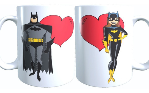 2 Tazas San Valentin Regalo Dia Amor Batman Y Batichica