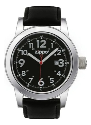 Reloj Ejecutivo En Cuero, Negro, Zippo, Original.