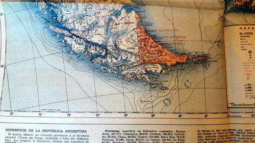 Antiguo Mapa Entelado Diario La Prensa Patagonia Malvinas (Usado)