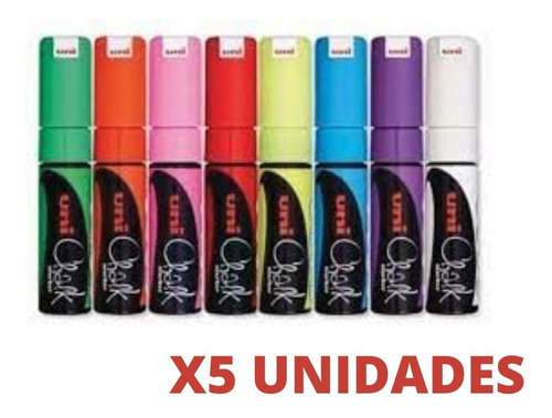 Marcador Tiza Liquida Uni Chalk Pwe 8k Trazo 8,0 Mm X5