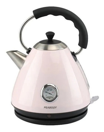 Imagen 3 de 7 de Pava Eléctrica Peabody Vintage Acero 1.7 Lts Rosa Termometro