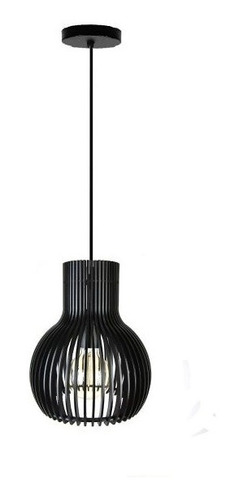 Lampara Colgante 60w E27  Booz Wood Color Negro  Pierrot