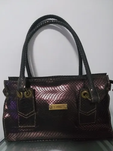Cartera Leblu Cuero Vacuno Nueva Metalizada Con Envi Gratis