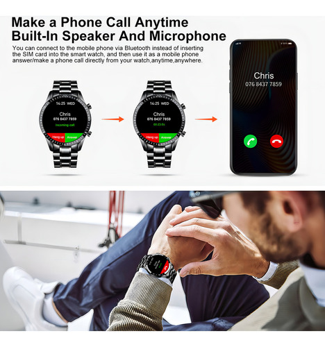 Reloj FILIEKEU I9 Inteligente Bluetooth D/acero Negro Impermeable Hombre