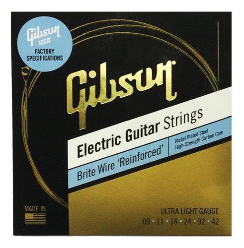 Encordoamento Gibson Guitarra 009 042 Brite Wire Reinforced