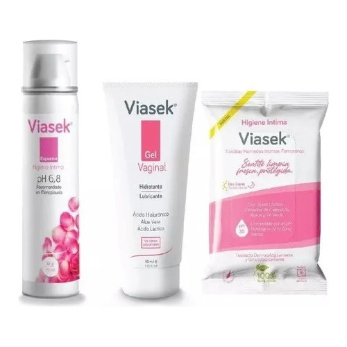 Combo Viasek Gel Vaginal + Espuma Ph 3.5 + Toallitas Intimas