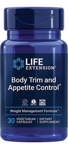 Suplemento Body Trim Apetite Controle 30 Caps Life Extension Sabor Neutro