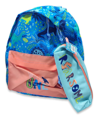 Mochila Y Cartuchera De Dinosaurio Para Niños Merletto