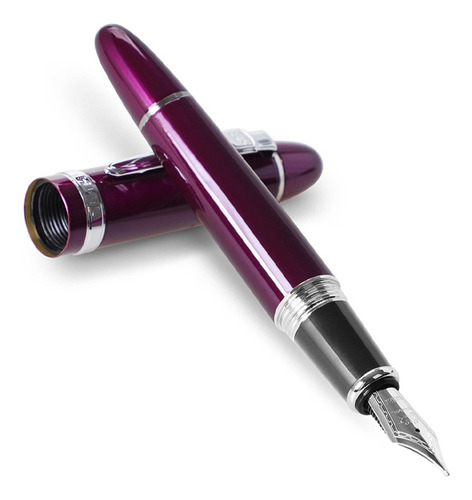 Pluma Estilográfica Tinta Morada Plata Oficina Pluma Firma