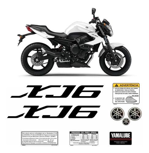 Kit Adesivo Emblema Yamaha Xj6 2012 Branca Xj61102