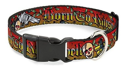Buckle-down Plastic Clip Collar - Born To Raise Hell Red - 1