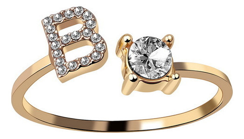 Anillo De Moda Ajustable Con 26 Letras Iniciales De Nuevo Di