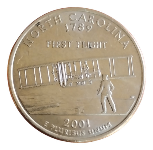 Moeda Americana Eua 1/4 Dólar 2001 North Carolina 132-246 (Usado)