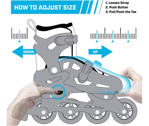 Patines 2en1 En Linea 4 Ruedas Ajustables P Niño Talla 34a38