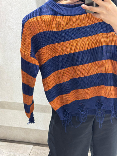 Sweater Rayado Roturas Puños Tejido Dralon Proyecto Uno