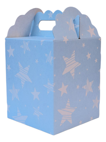Cajita Cubo/tiendita Pastel-candy Bar-souvenirs-9*9*11-x 30 Celeste Estrellitas