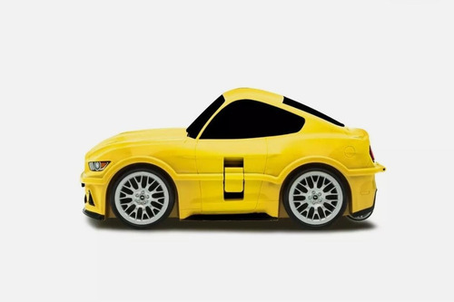 Maleta Con Ruedas Para Niños Carro Tipo Mustang Gt Amarillo