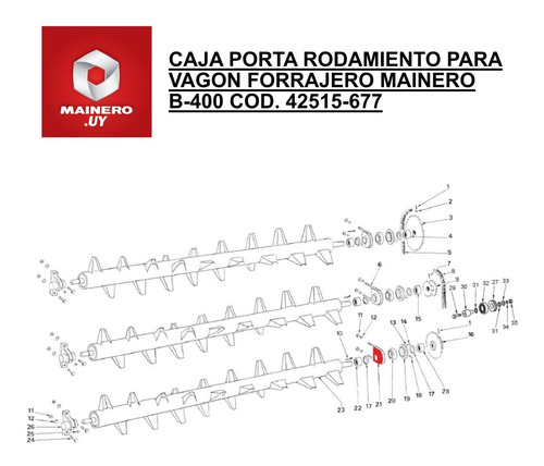 Imagen 2 de 2 de - Caja Porta Rodamiento Para Mainero B-400 Cod.42515-677